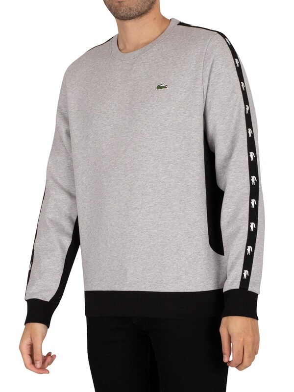 Lacoste Colourblock Fleece Sweatshirt - Grey Chine / Black