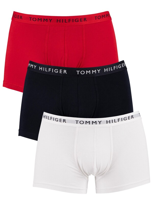 Tommy Hilfiger 3 Pack Trunks - White/Desert Sky/Primary Red