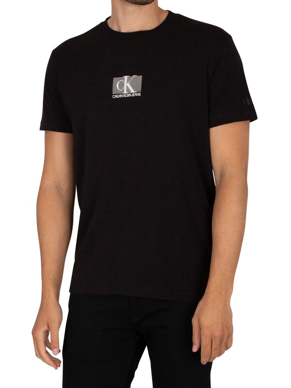 Calvin Klein Jeans Small Box Stripe T-Shirt - Black
