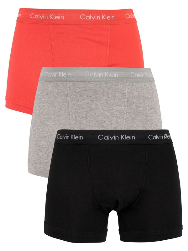 Calvin Klein 3 Pack Trunks - Black/Grey Heather/Punch Pink