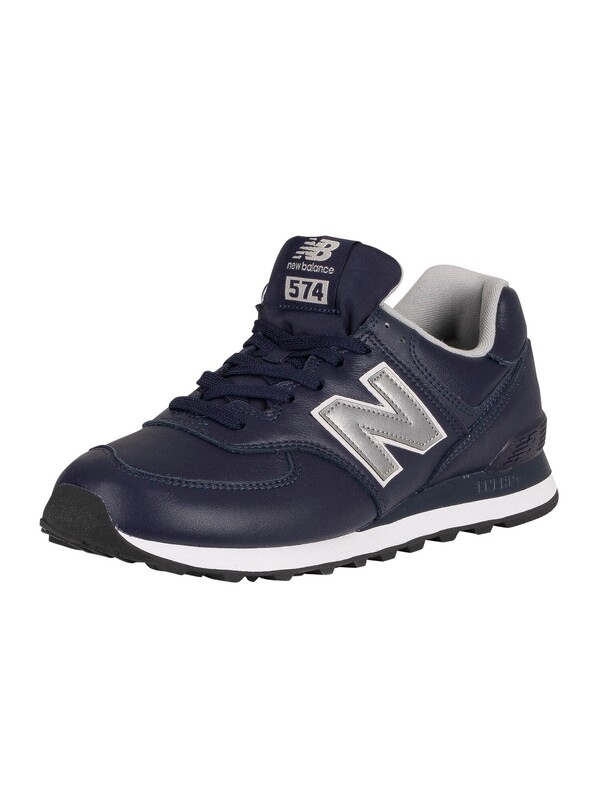 New Balance 574 Leather Trainers - Pigment/White Munsell