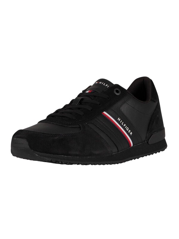 Tommy Hilfiger Iconic Runner Leather Mix Trainers - Black