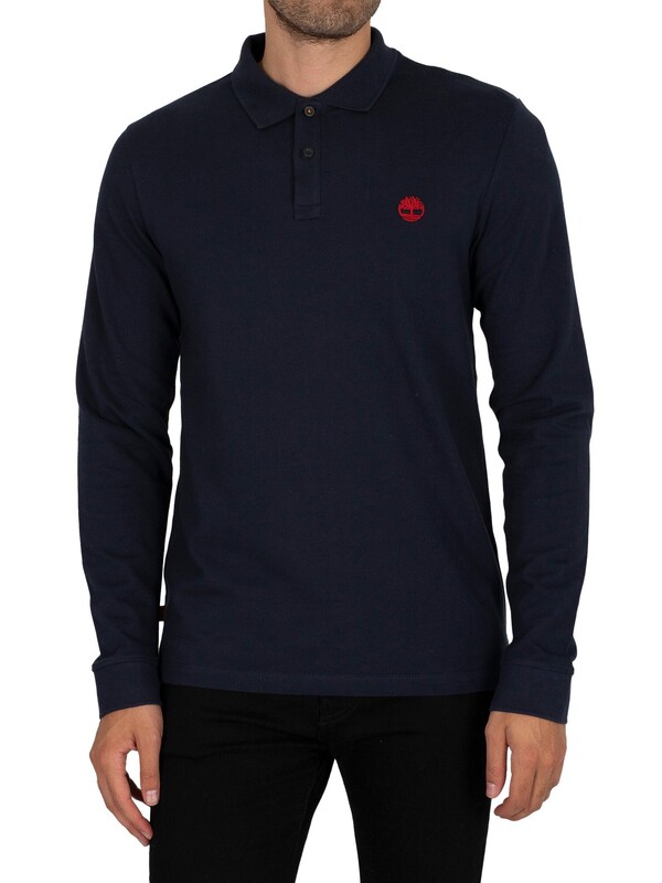 Timberland Longsleeved Logo Slim Fit Polo Shirt - Dark Sapphire