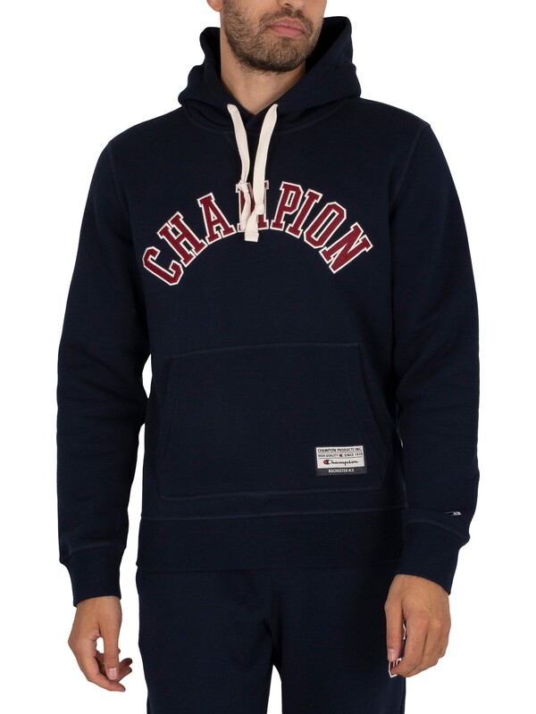 Champion Collegiate Logo Organic Cotton Blend Pullover Hoodie - Navy