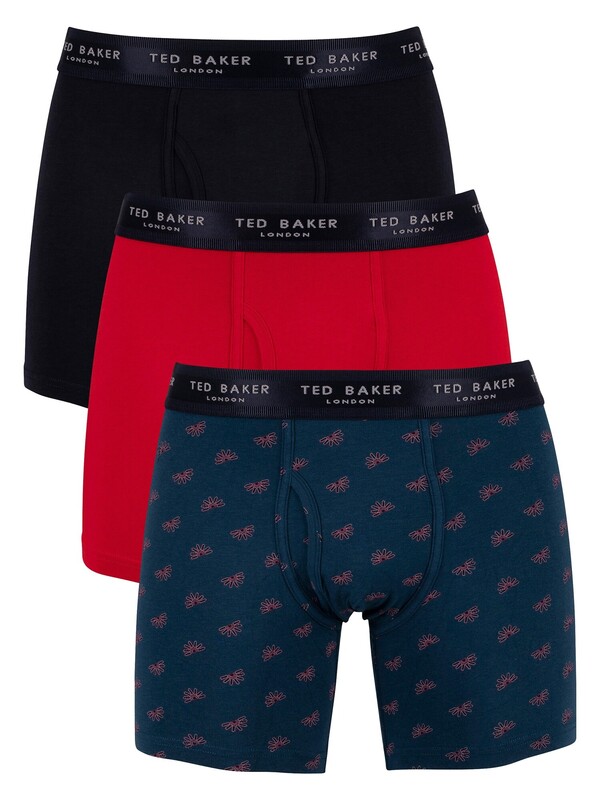 Ted Baker 3 Pack Fitted Boxer Briefs - Pattern/Red/Navy
