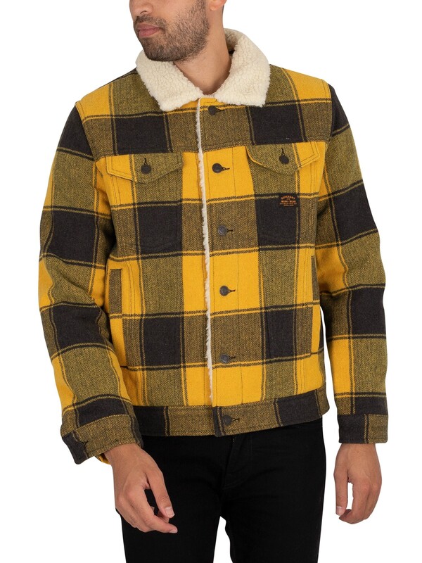Superdry Highwayman Wool Sherpa Trunker Jacket - Gold Buffalo Check