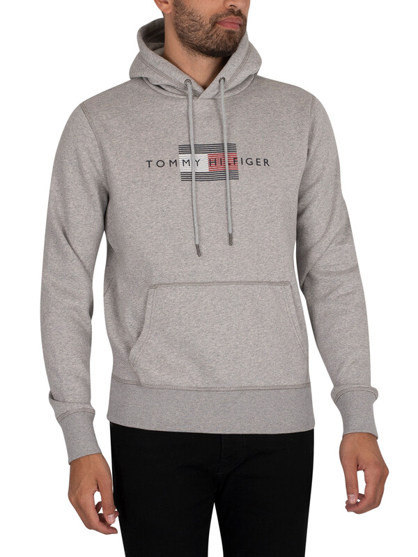 Tommy Hilfiger Lines Pullover Hoodie - Light Grey Heather