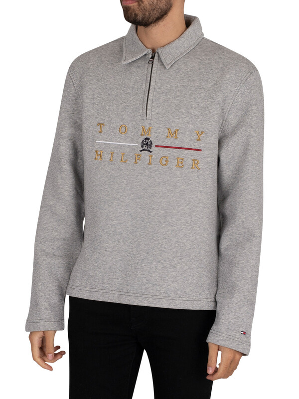 Tommy Hilfiger Icon Chest Mock Neck Sweatshirt - Light Grey Heather