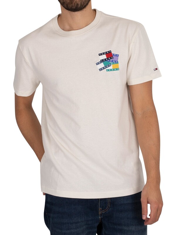 Tommy Jeans Badge Overlay T-Shirt - Ivory