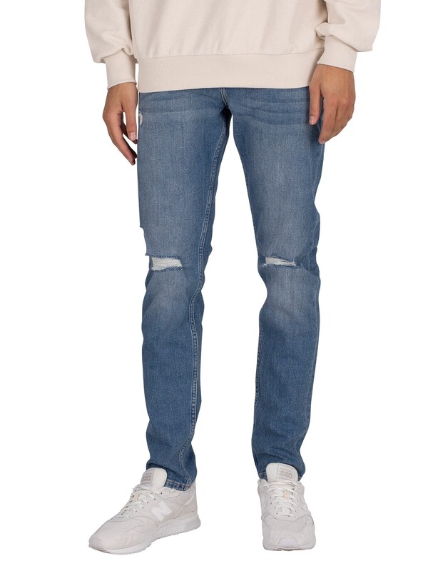 Dr. Denim Clark Slim Tapered Ripped Jeans - Creek Mid Blue Ripped