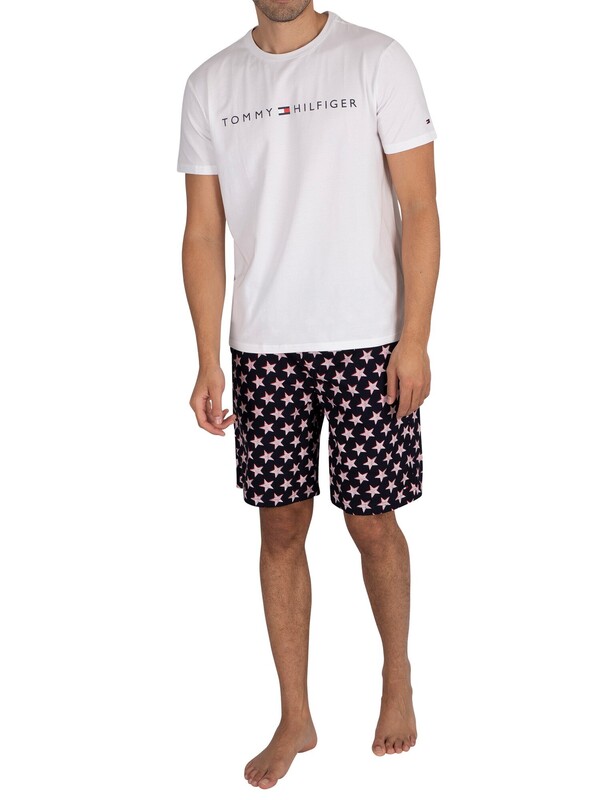 Tommy Hilfiger Woven Pyjama Short Set - White/Offset Stars