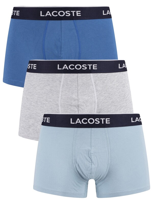 Lacoste 3 Pack Casual Trunks - Blue/Light Blue/Light Grey