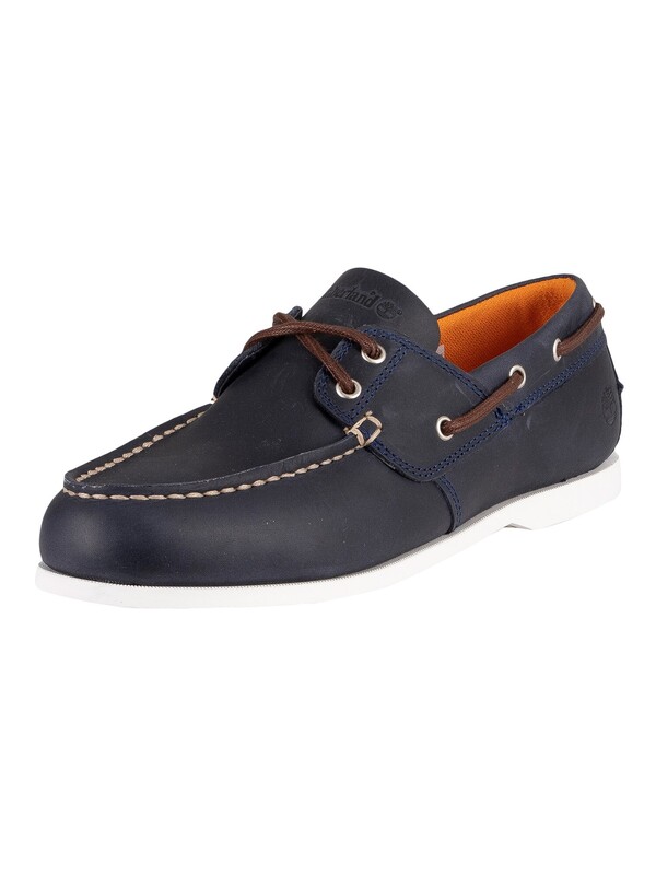 Timberland Cedar Bay Leather Boat Shoes - Navy Full Grain