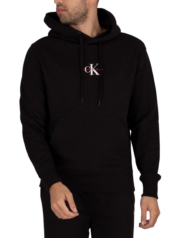 Calvin Klein Jeans Monogram Logo Pullover Hoodie - Black