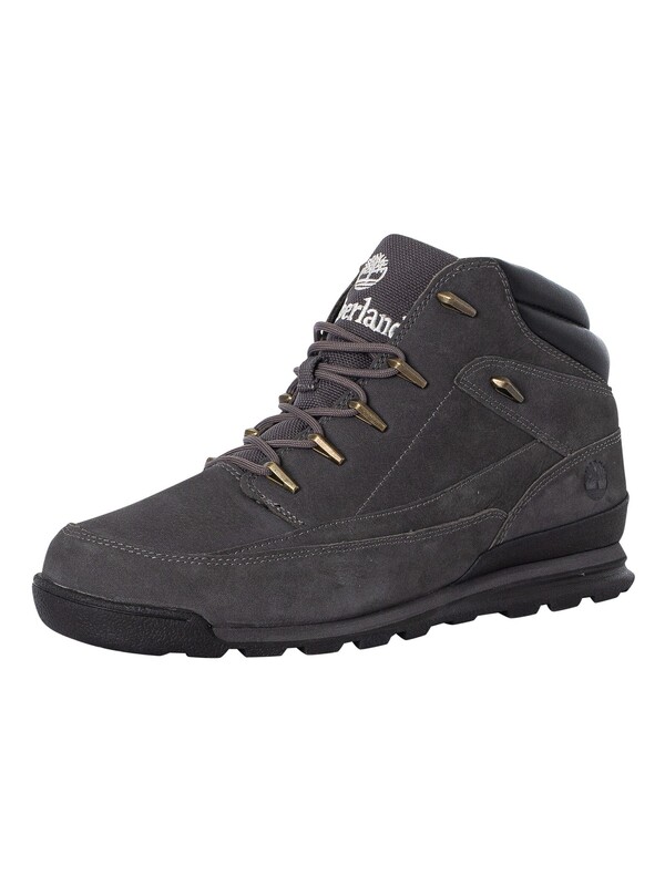 Timberland Euro Rock Mid Hiker Leather Boots - Dark Grey Nubuck