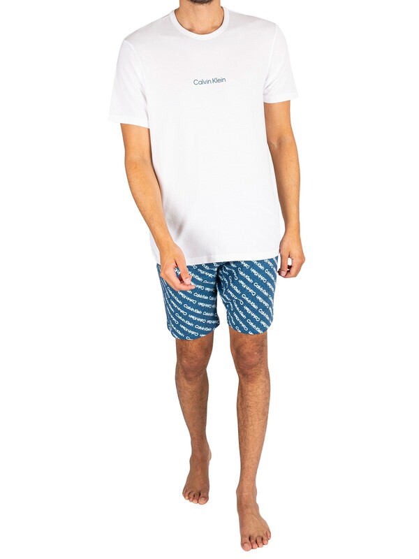 Calvin Klein Knit Short Pyjama Set - White/Shadow Logo