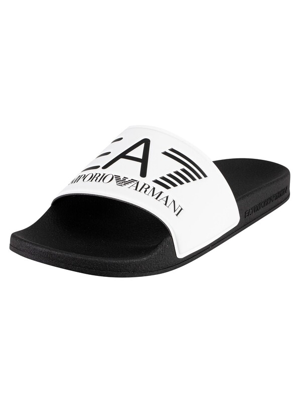 EA7 Logo Sliders - White/Black