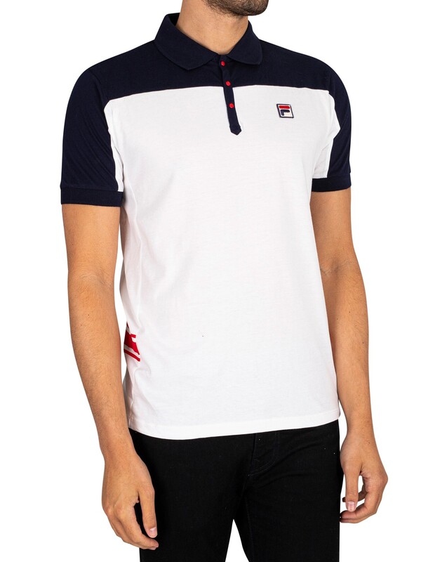 Fila Panelled Polo Shirt - White/Navy/Red