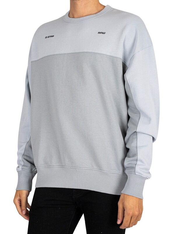 G-Star RAW Colour Block Oversized Sweatshirt - Correct Grey/Magnesium Block