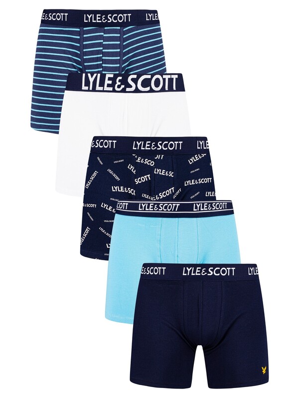 Lyle & Scott Knox 5 Pack Trunks - Navy/Light Blue/Blue/White/Stripe