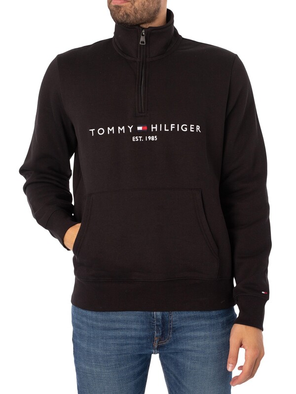 Tommy Hilfiger Logo Mockneck Sweatshirt - Black