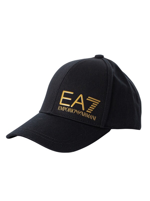 EA7 Logo Baseball Cap - Black/Gold