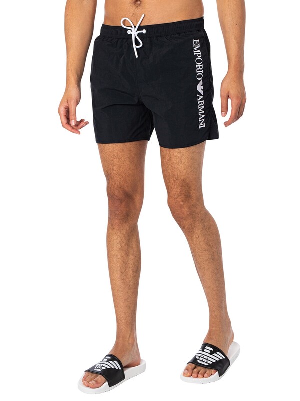 Emporio Armani Woven Boxer Swim Shorts - Black