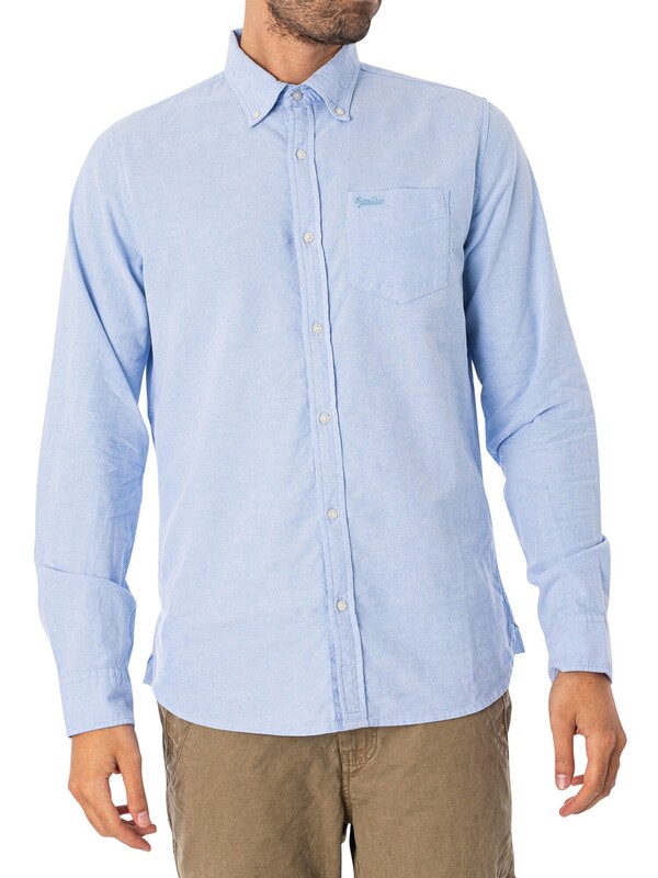 Superdry Vintage Washed Oxford Shirt - Classic Blue