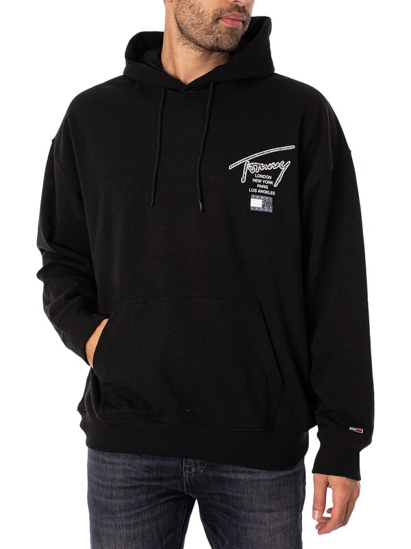 Tommy Jeans AOP Back Graphic Pullover Hoodie - Black
