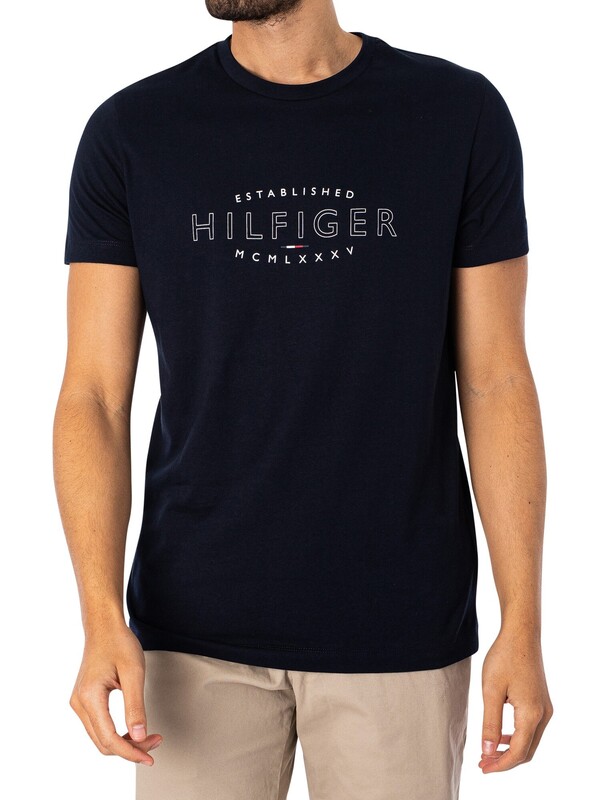Tommy Hilfiger Curved Logo Slim T-Shirt - Desert Sky