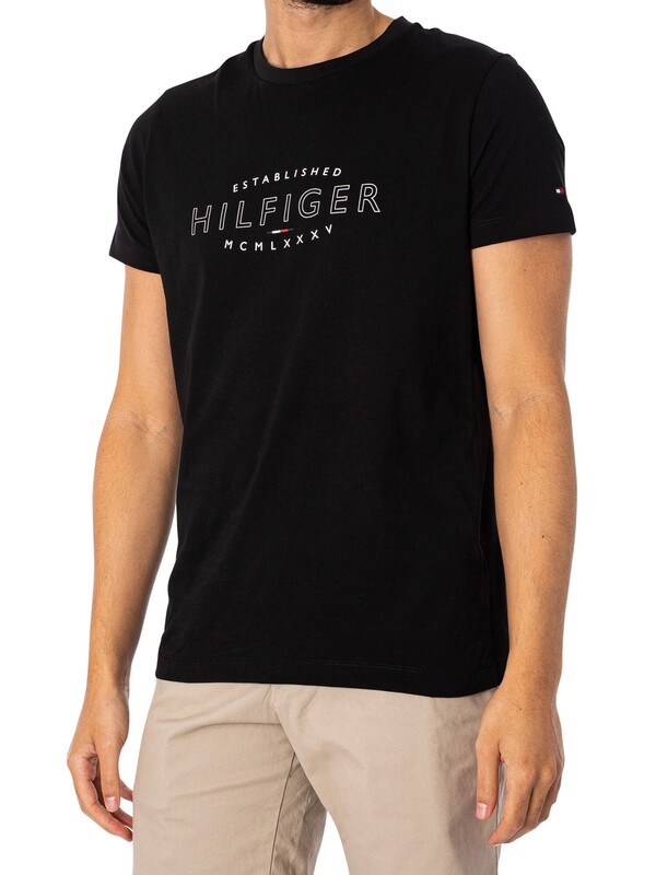 Tommy Hilfiger Curved Logo Slim T-Shirt - Black