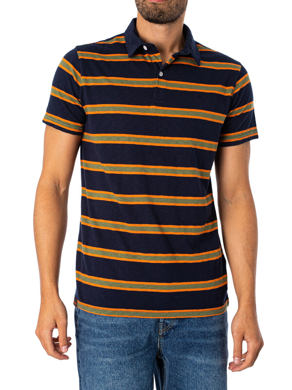Superdry Vintage Jersey Stripe Polo Shirt - Navy