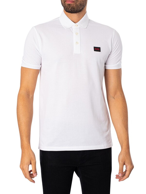 HUGO Dereso Slim Box Logo Polo Shirt - White