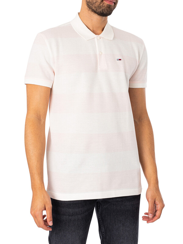 Tommy Jeans Striped Polo Shirt - Faint Pink Stripe