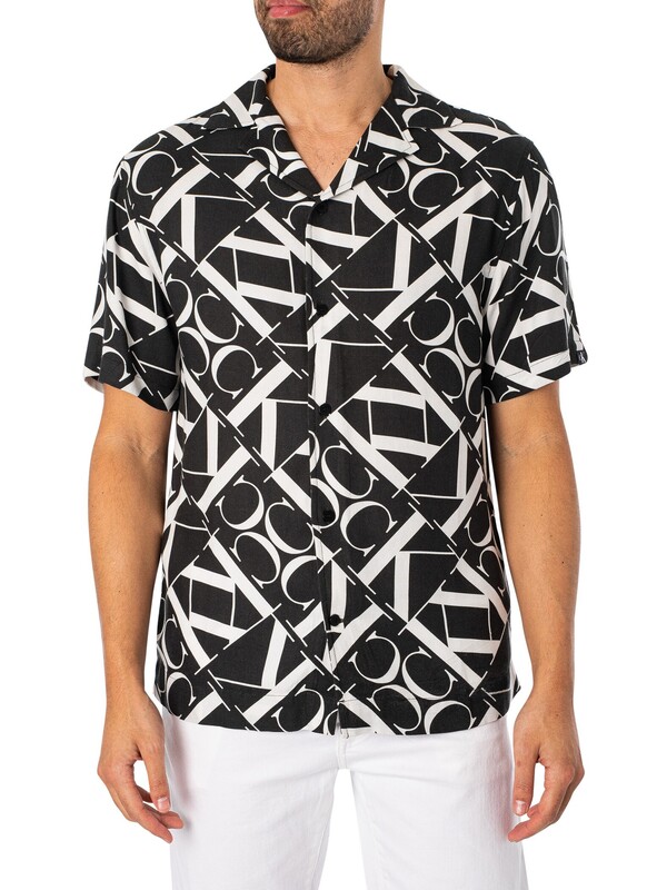 Calvin Klein Resort Print Short Sleeved Shirt - Monogram Black