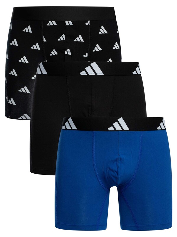 Adidas 3 Pack Active Flex Cotton Boxer Briefs - Blue/Black/Pattern
