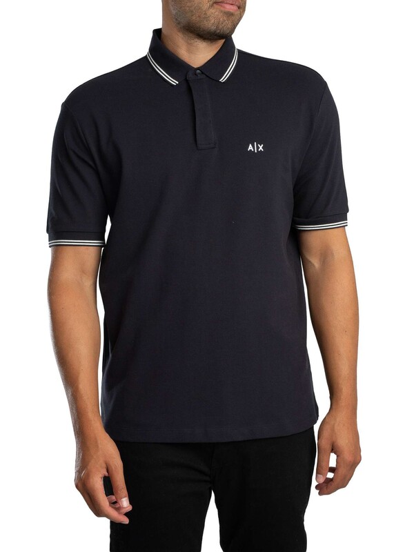 Armani Exchange Collar Line Logo Polo Shirt - Deep Navy