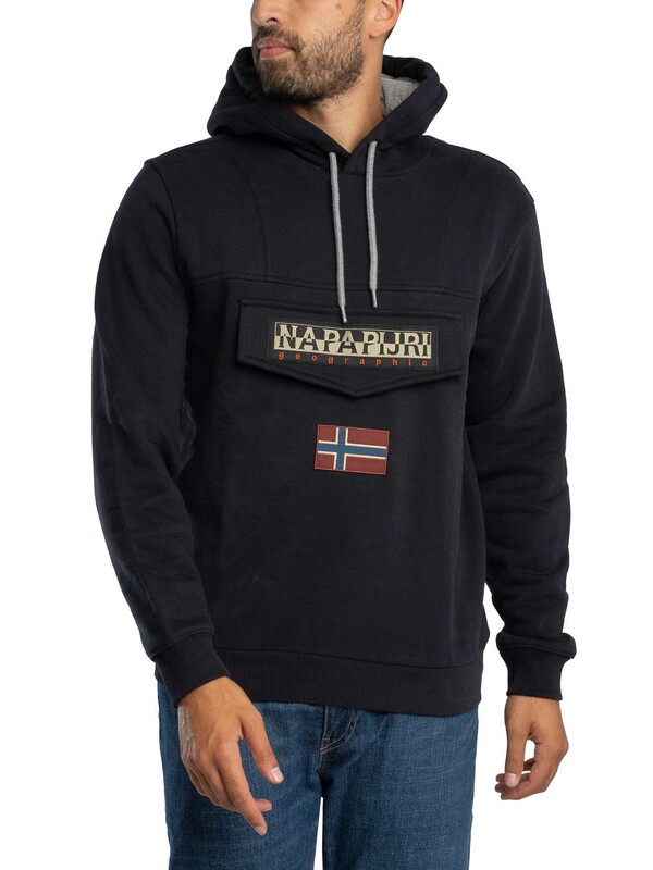 Napapijri Burgee Pullover Hoodie - Black Beauty