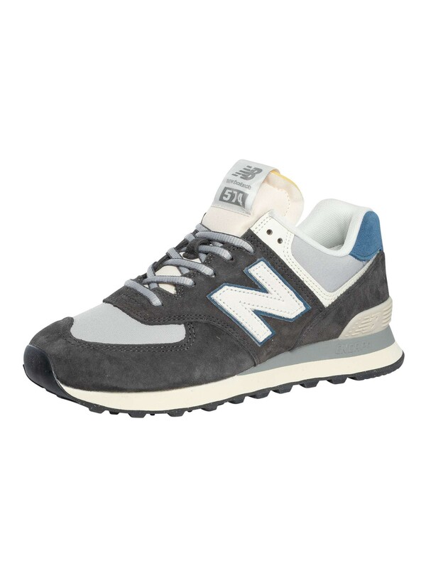 New Balance 574 Suede Trainers - Black Cement/Rain Cloud