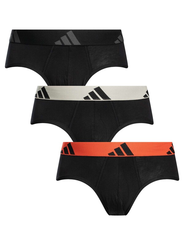 Adidas 3 Pack Active Flex Cotton Briefs - Black (Black/Grey/Orange)