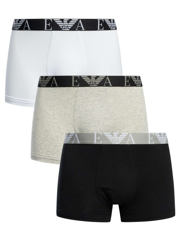 Emporio Armani 3 Pack Trunks - Black/Grey/White