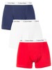 Calvin Klein White/Red/Blue 3 Pack Trunks