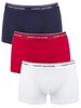 Tommy Hilfiger 3 Pack Premium Essential Trunks - White/Tango/Peacoat