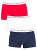 Gant 3 Pack Cotton Stretch Essential Trunks - Red/White/Navy