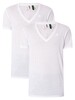 G-Star RAW 2 Pack V-Neck Logo T-Shirts - White Solid