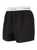 Calvin Klein 2 Pack Logo Slim Fit Woven Boxers - Black/Black