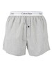 Calvin Klein 2 Pack Logo Slim Fit Woven Boxers - Black/Grey Heather
