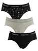 Calvin Klein 3 Pack Hip Briefs - Black/Grey Heather/Subdued Logo