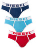 Diesel 3 Pack Andre Briefs - Red/Blue/Navy