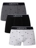 Lacoste 3 Pack Trunks - Grey/Dark Grey/Black
